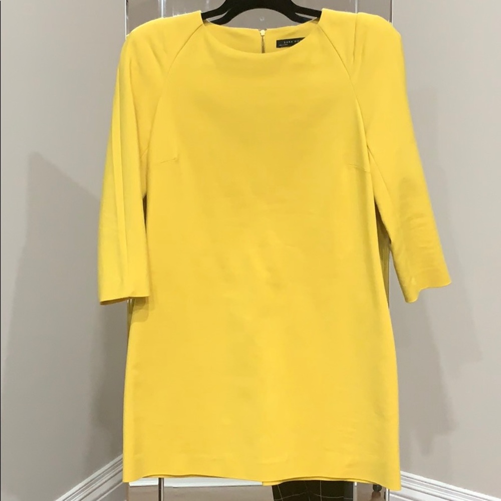 Zara mini dress long sleeves yellow size L